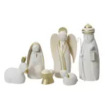 Les 6 santons (hauteur 22, 5 cm) nuit sainte blanc et or