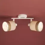 Applique murale 2 abat - jour orientables m�tal et rotin (30 x 17 cm) bohemia beige