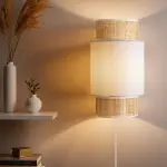 Applique murale rotin (h33 cm) gigogne blanche