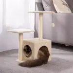 Arbre  chat avec jouet et niche ecru