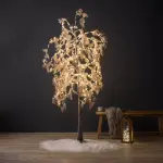 Arbre lumineux 600 led (h200 cm) saule pleureur fleur blanc