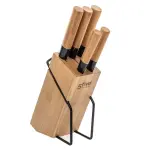 Bloc de 5 couteaux bambou naturel
