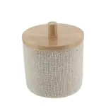 Boite � coton avec couvercle (d10 cm) effet maille beige