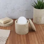 Boite � coton travertin naturel