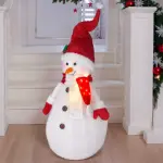Bonhomme de neige lumineux  piles (h120 cm) pliable rouge paillet