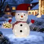 Bonhomme de neige lumineux à piles (h68 cm) pliable blanc Bonhomme de neige lumineux à piles (h68 cm) pliable blanc