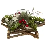 Bougeoir photophore (d20 cm) etoile bois et fort