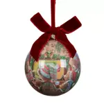 Boule de nol (d100 mm) petits oursons bordeaux