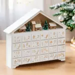 Calendrier de l'avent  remplir en bois (h33 cm) maison de la fort blanc