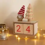 Calendrier de no�l cubes en bois (h18 cm) p�re no�l bonnet rouge