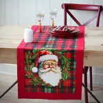 Chemin de table en coton (150 x 45 cm) p�re no�l harold bordeaux