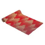 Chemin de table nol (300 x 28 cm) sapins rouge et or