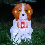 Chien lumineux 40 led (h38 cm) saint bernard blanc froid
