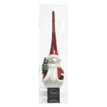 Cimier de sapin en verre bonhomme de neige rouge