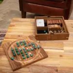 Coffret jeu solitaire en manguier naturel