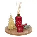 Coffret de nol  senteur  en bois et bougies