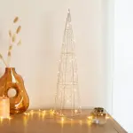 Cône lumineux à piles 30 led (h60 cm) pyramide or et blanc chaud Cône lumineux à piles 30 led (h60 cm) pyramide or et blanc chaud