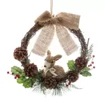 Couronne de no�l (d32 cm) lapin et n?ud