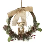 Couronne de no�l (d32 cm) marmotte et n?ud