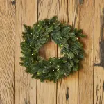 Couronne de no�l lumineuse (d50 cm) glorious vert et blanc chaud