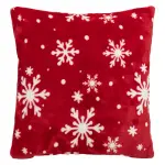 Coussin de nol carr (40 cm) flocons de neige rouge