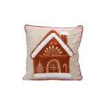 Coussin de nol carr coton (45 x 45 cm) maison rouge