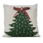 Coussin de nol carr coton (45 x 45 cm) sapin tartan rouge
