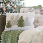 Coussin de nol rectangulaire (30 x 50 cm) fort de sapins