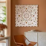 D�coration murale en bois (l80 cm) mandala blanc