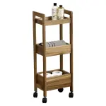 Desserte � roulettes 3 niveaux bois d'acacia (h79 cm) lina marron