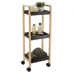 Desserte  roulettes 3 niveaux (h79 cm) bambou noir