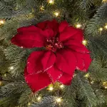 Fleur décorative sur pince (d24 cm) bella rouge Fleur décorative sur pince (d24 cm) bella rouge