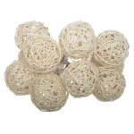 Guirlande lumineuse dco  piles 10 boules 1, 65 m rotin beige