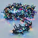Guirlande lumineuse � piles 4 m 200 led c�ble vert boa multicolore