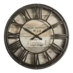 Horloge murale (d21 cm) vintage marron patin