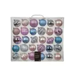 Kit de décoration de sapin de noël agéna bleu glacé, argent et rose Kit de décoration de sapin de noël agéna bleu glacé, argent et rose