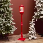 Lampadaire de noël illuminé et animé 10 led (h135 cm) neige tombante rouge Lampadaire de noël illuminé et animé 10 led (h135 cm) neige tombante rouge