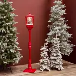 Lampadaire de noël illuminé et animé 10 led (h185 cm) neige tombante rouge Lampadaire de noël illuminé et animé 10 led (h185 cm) neige tombante rouge