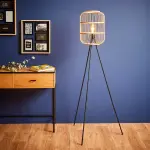 Lampadaire sur trpied bambou (h152 cm) hanoi beige