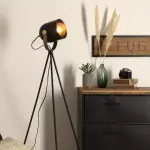 Lampadaire � tr�pied (h136 cm) bil noir