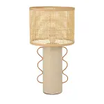 Lampe � poser en m�tal et bambou (h35 cm) amphore beige