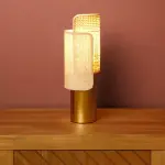 Lampe  poser en mtal (h28 cm) luma beige et dor