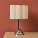 Lampe � poser m�tal et lin (h33 cm) tulipe argent