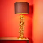 Lampe � poser en m�tal singe (h86, 5 cm) sagesse or