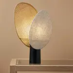 Lampe  poser rotin et lin (h40 cm) almeria beige