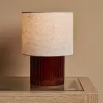 Lampe  poser en verre rtro (h22 cm) teca marron