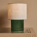 Lampe  poser en verre rtro (h22 cm) teca verte