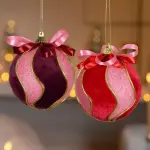Lot de 12 boules de no�l (d80 mm) envo�tantes rouge et figue