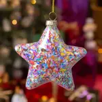 Lot de 12 toiles de nol en verre (d90 mm) paillettes festives multicolores