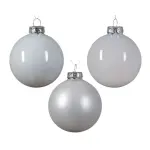 Lot de 21 boules de no�l en verre assorties cristal blanc d'hiver